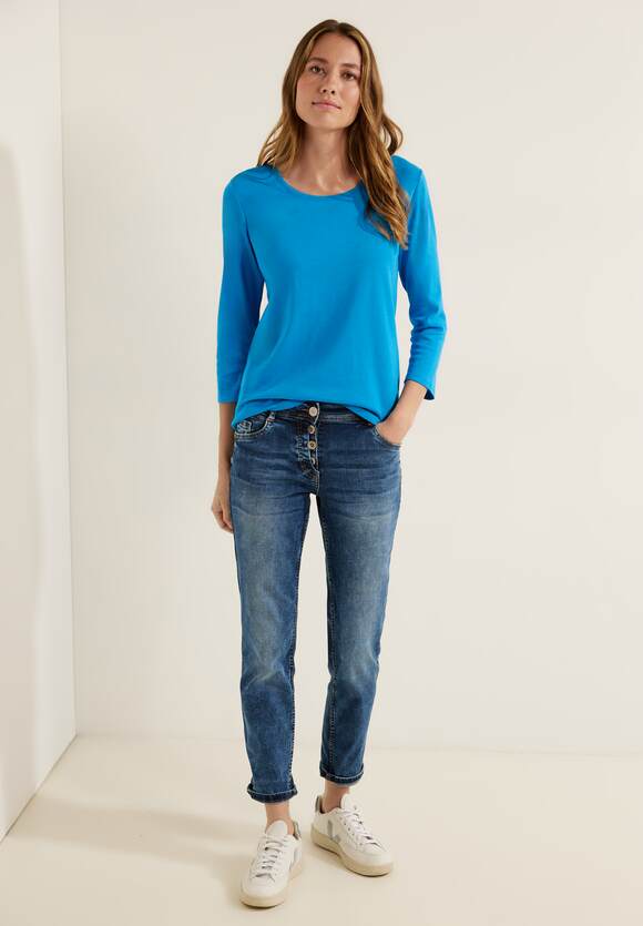 CECIL Basic Shirt mit Damen Rundhals Blue Dynamic Online-Shop - CECIL 