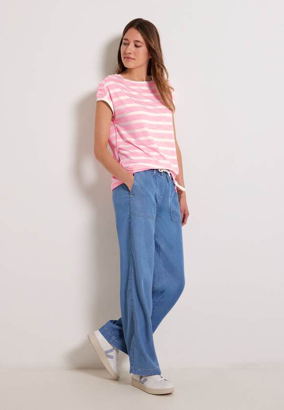 Schulter CECIL geraffter Pink CECIL Shirt Damen Soft Online-Shop mit - |