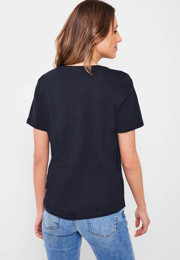 CECIL Basic T-Shirt in Unifarbe Online-Shop Damen - Blue CECIL Deep 