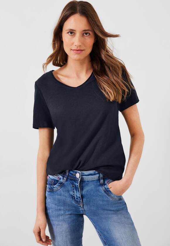 CECIL Basic in Blue Deep Unifarbe Damen | CECIL T-Shirt - Online-Shop