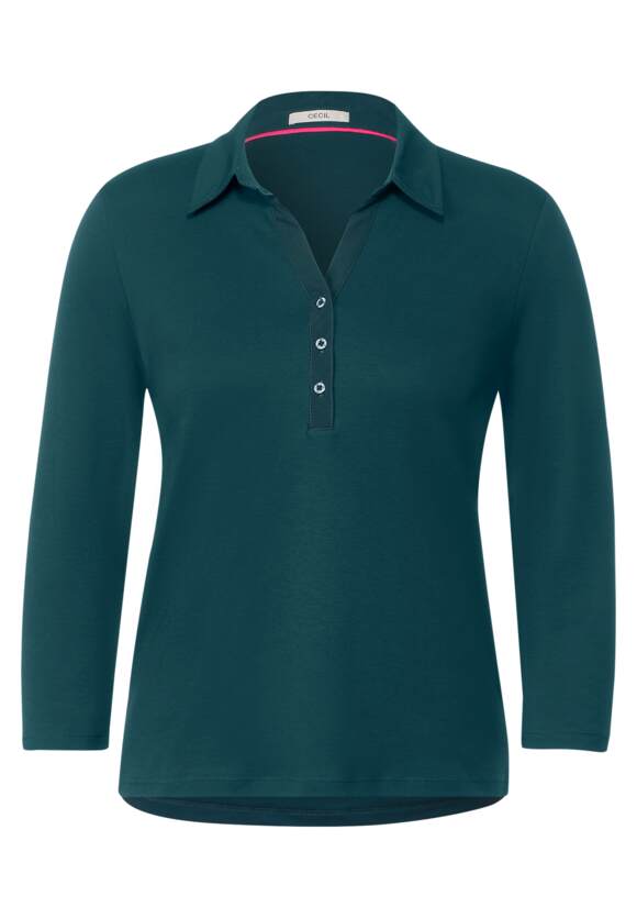 CECIL Shirt mit Polokragen Damen - Deep Lake Green | CECIL Online-Shop