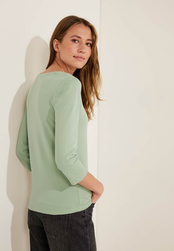 Basic Rundhals CECIL CECIL | Shirt mit Damen Sage Green - Clear Online-Shop
