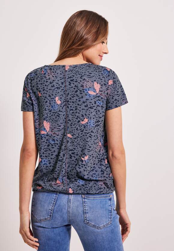 Online-Shop CECIL Print T-Shirt CECIL Damen Burn Deep - Blue | Out