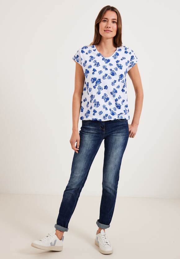 Vanilla CECIL Printshirt CECIL Damen mit Smockdetail - | White Online-Shop