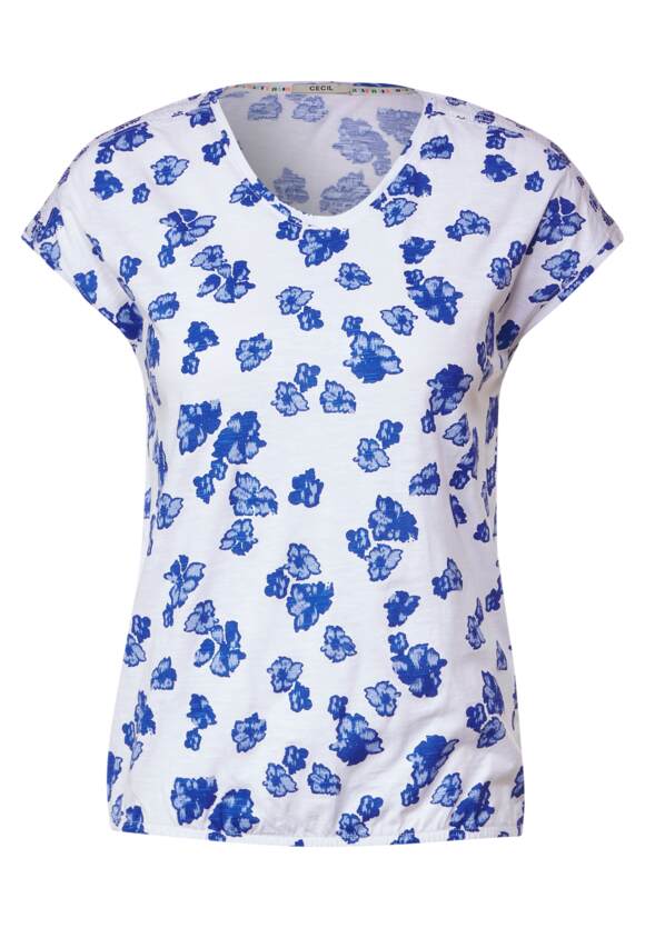 CECIL Printshirt mit Smockdetail Damen Vanilla White Online-Shop - CECIL 