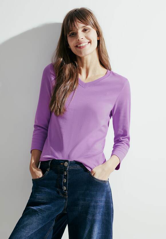Lilac Damen - CECIL Online-Shop Cosy Melange Langarmshirt Pastel | CECIL