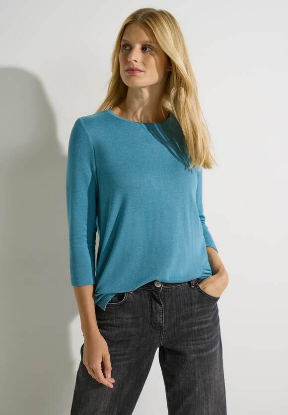 CECIL Langes Shirt in Unifarbe Damen - Adriatic Blue | CECIL Online-Shop | Rundhalsshirts