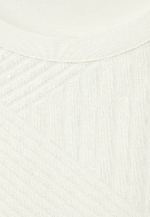 - White CECIL CECIL Online-Shop Damen | Mix Shirt Vanilla Struktur