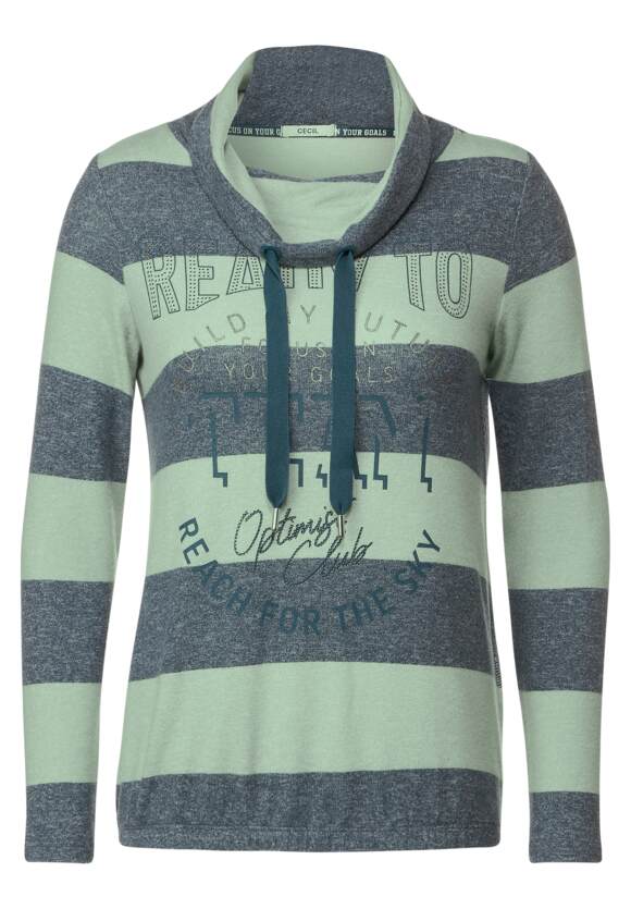 CECIL Shirt mit Volumenkragen Damen CECIL Lake Melange | Online-Shop Deep Green 