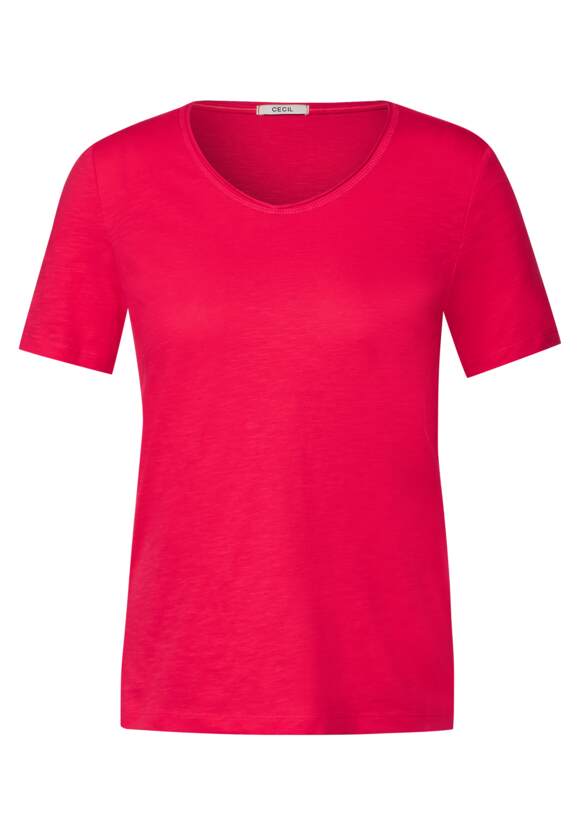 CECIL Basic T-Shirt Strawberry - CECIL | Unifarbe Damen Red Online-Shop in