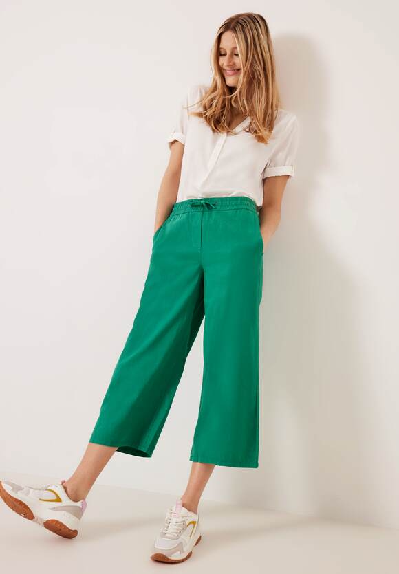 CECIL Leinenmix Loose Fit - Trefoil Hose Online-Shop Style Green CECIL - | Damen Wideleg