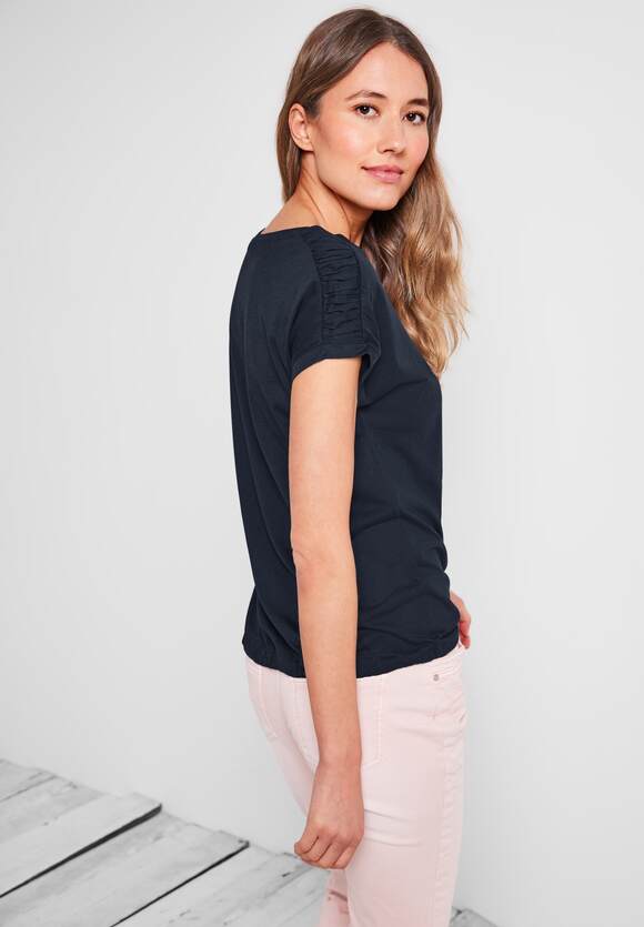 CECIL T-Shirt - Deep CECIL Raffdetails Damen | Blue Online-Shop mit