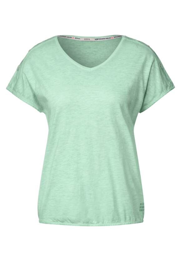 CECIL T-Shirt in gewaschener Salvia - Optik | Damen Fresh Online-Shop Green CECIL