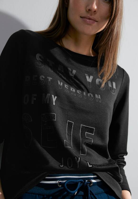 CECIL Langarmshirt mit Wording Damen - Black | CECIL Online-Shop