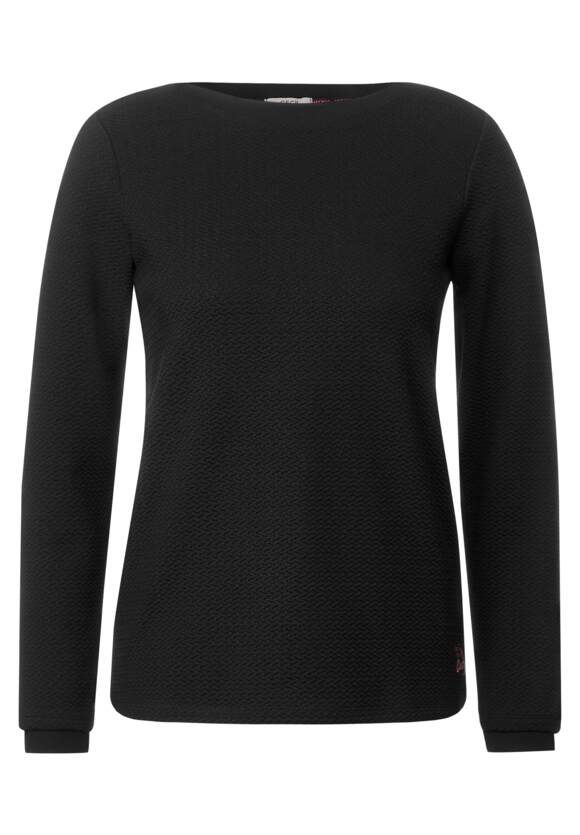 Damen Langarmshirt - Black mit Online-Shop CECIL CECIL Struktur |