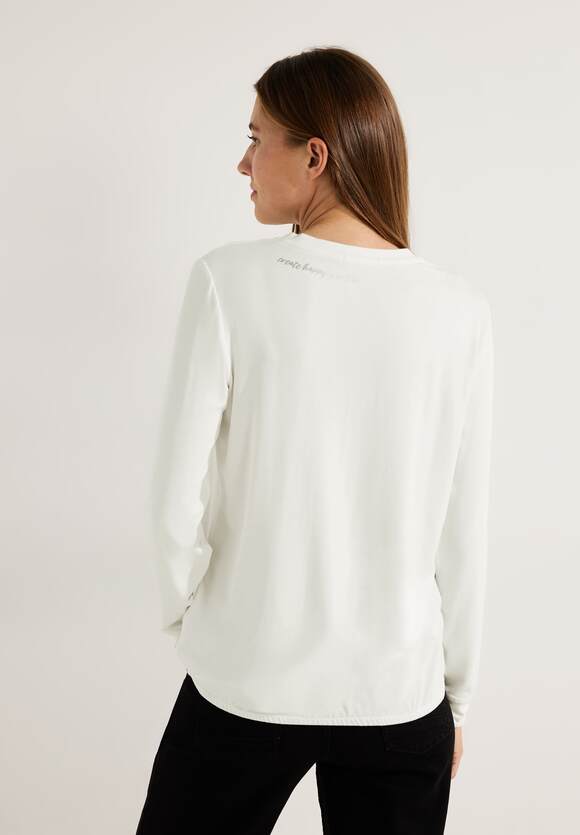 Online-Shop Vanilla White mit CECIL - CECIL Langarmshirt | Damen Frontprint