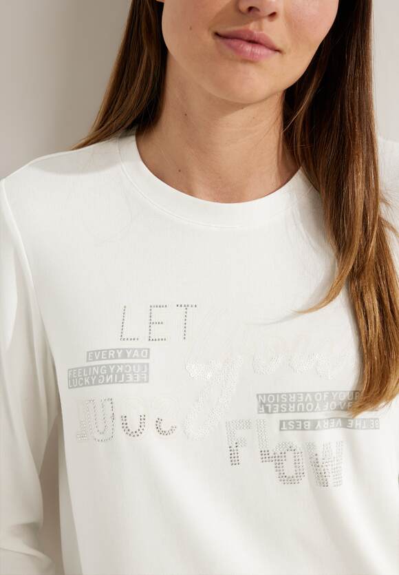 CECIL Langarmshirt mit Frontprint CECIL Online-Shop | - White Damen Vanilla