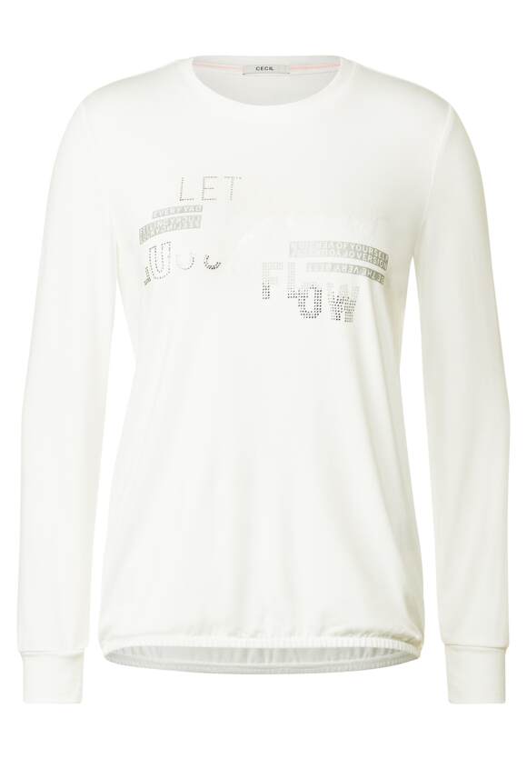 | - CECIL mit Frontprint CECIL Damen Vanilla White Online-Shop Langarmshirt