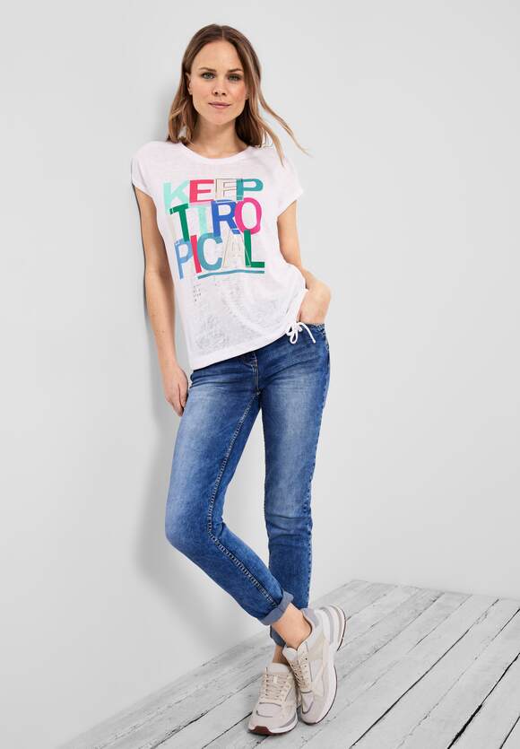 CECIL - | Online-Shop T-Shirt mit CECIL Frontprint Damen White