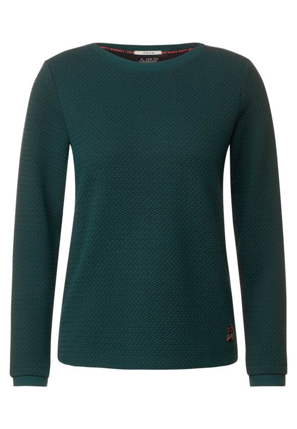 CECIL Langarmshirt mit Struktur Damen - Deep Lake Green | CECIL Online-Shop | Shirts