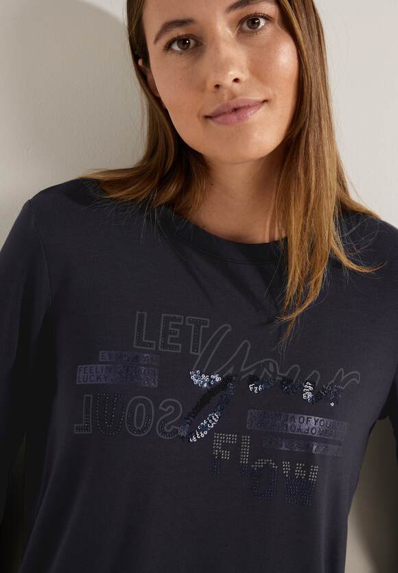 CECIL Langarmshirt mit Frontprint Damen - Night Sky Blue | CECIL Online-Shop