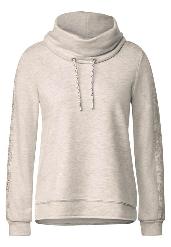 CECIL Sweatshirt mit Hazelnut CECIL Damen Melange - Volumenkragen | Online-Shop