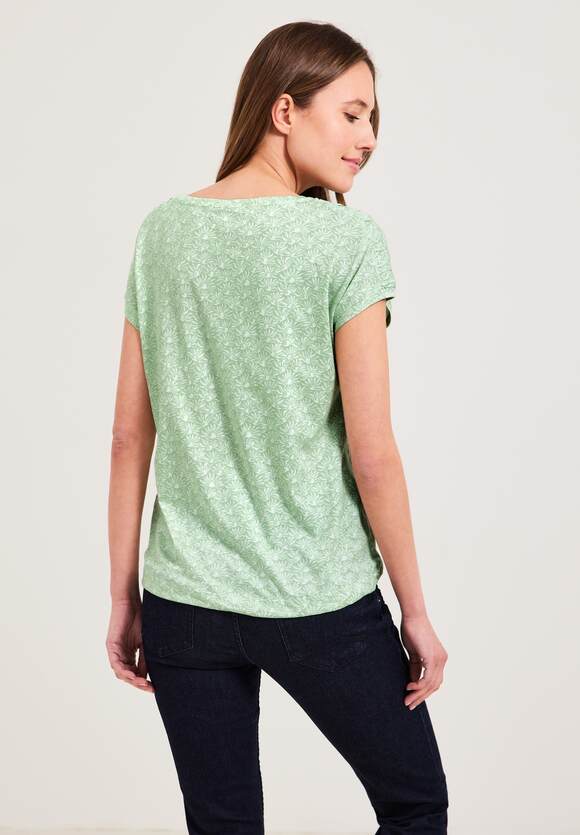 Online-Shop T-Shirt Fresh mit Schultern - CECIL Salvia Damen Smock CECIL | Green