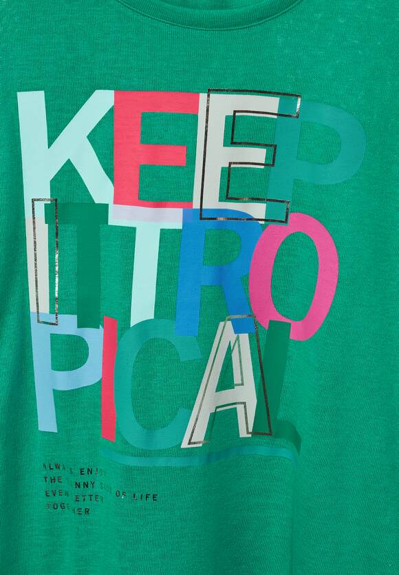 CECIL T-shirt met | Trefoil CECIL fotoprint Dames - Online-Shop Green