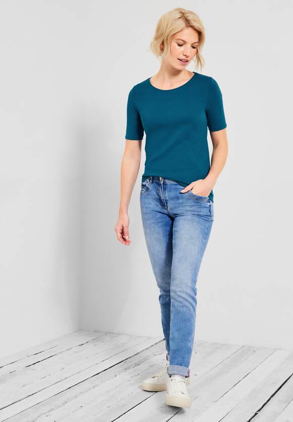 Damen Style CECIL Lena Unifarbe in CECIL Online-Shop - Teal Blue - | T-Shirt
