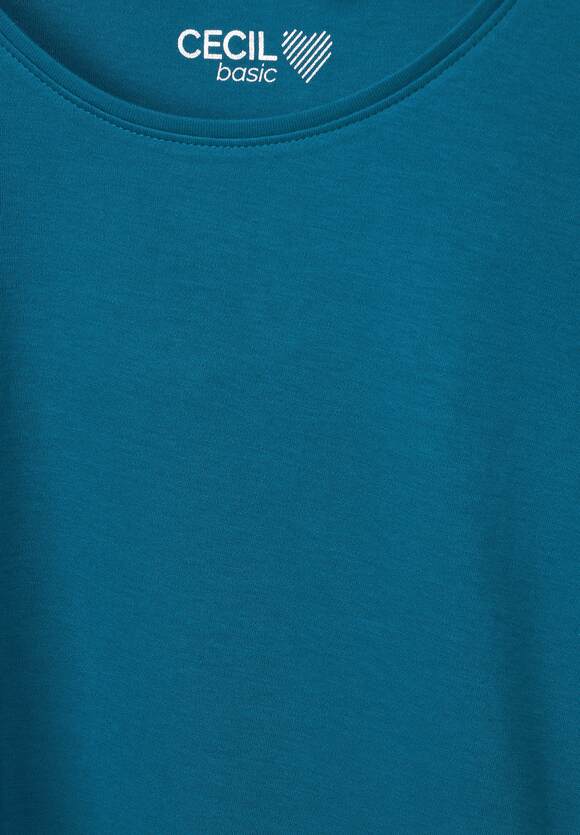 CECIL T-Shirt in Unifarbe Damen - Style Lena - Teal Blue | CECIL Online-Shop