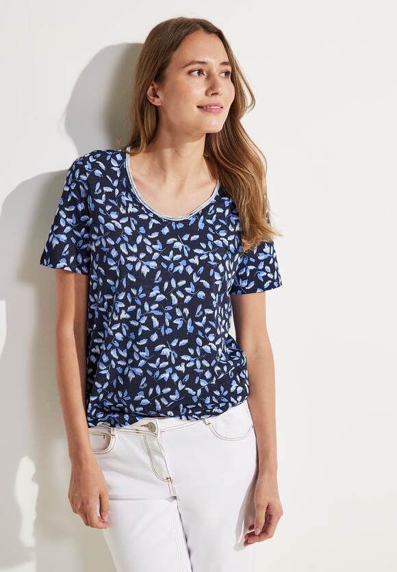 Online-Shop CECIL | Blue CECIL Blumenprint Shirt Damen - Deep