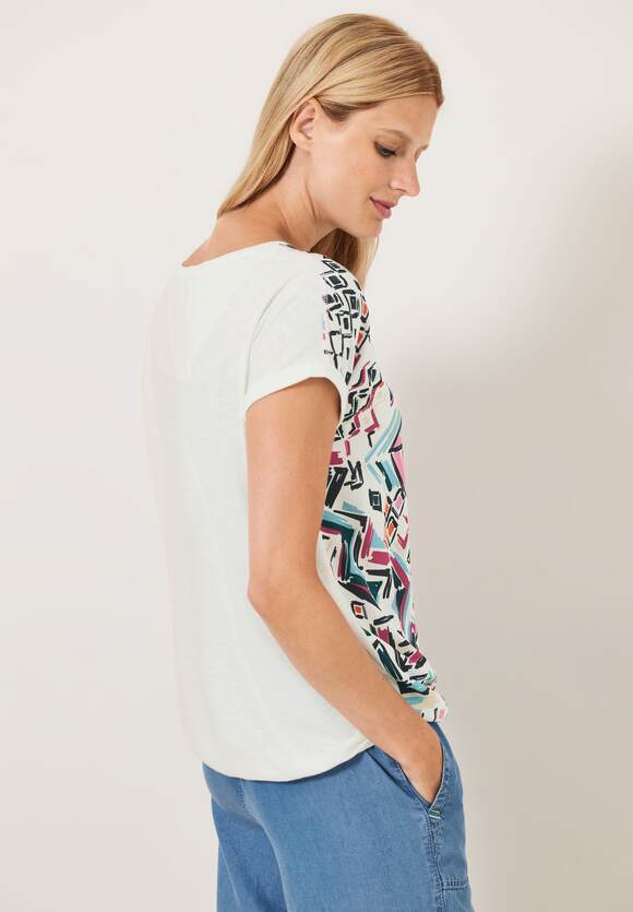 T-Shirt Vanilla Materialmix White CECIL Online-Shop - Damen CECIL |