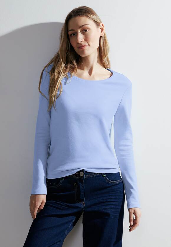 Tranquil mouw CECIL | Online-Shop Blue lange shirt Soft CECIL met - Dames Style - Basic Pia